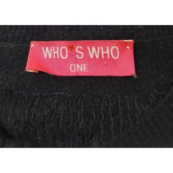 Who's who womens small cashmere wool angora black pink full zip sweater sequin - Picture 8 of 9